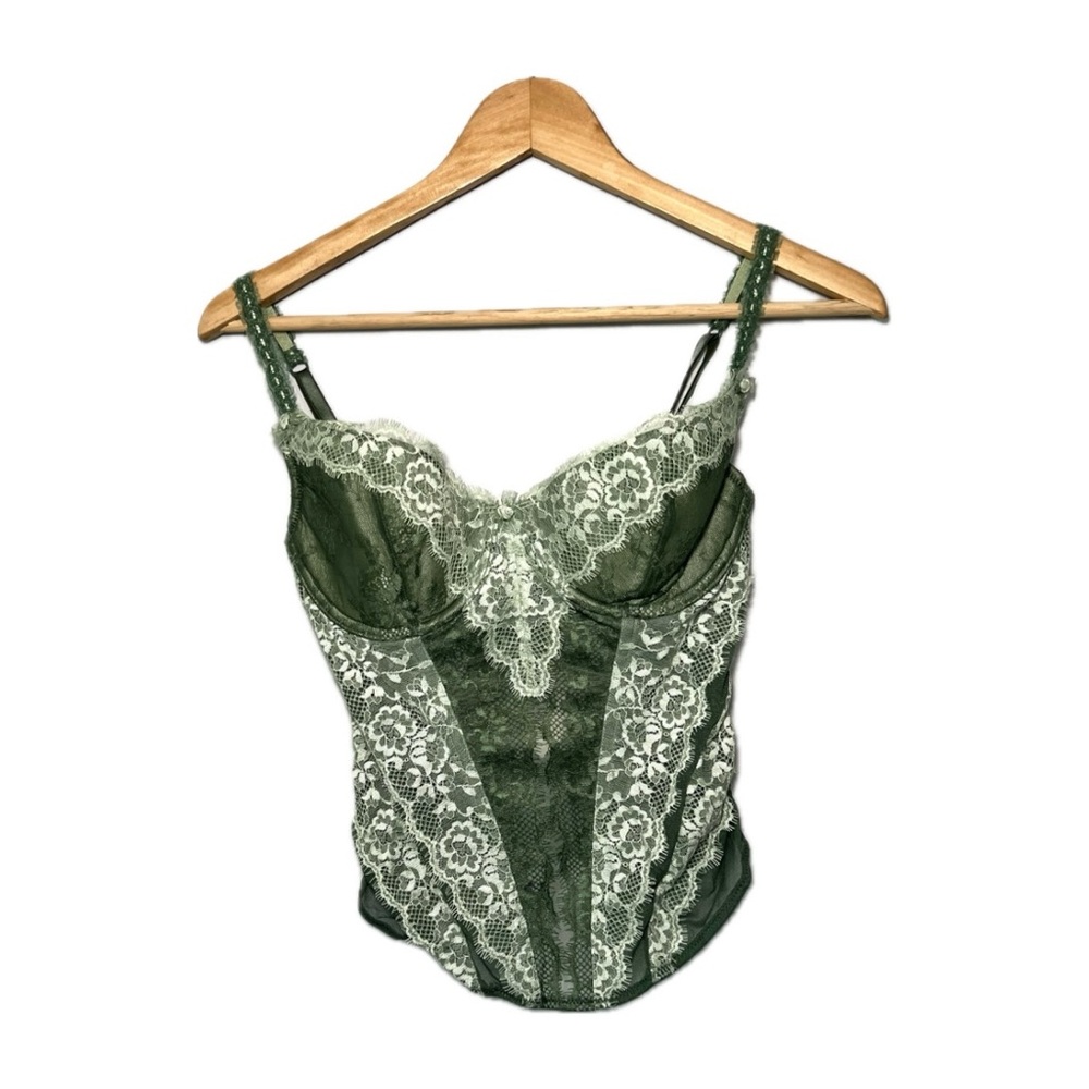 Jezebel green lace corset top